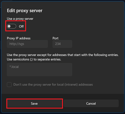 Disable a Proxy Server in Google Chrome on Windows 10/11